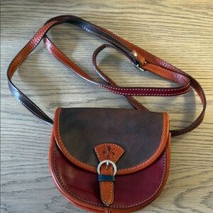 Elegant Brown and Red Leather Crossbody Bag